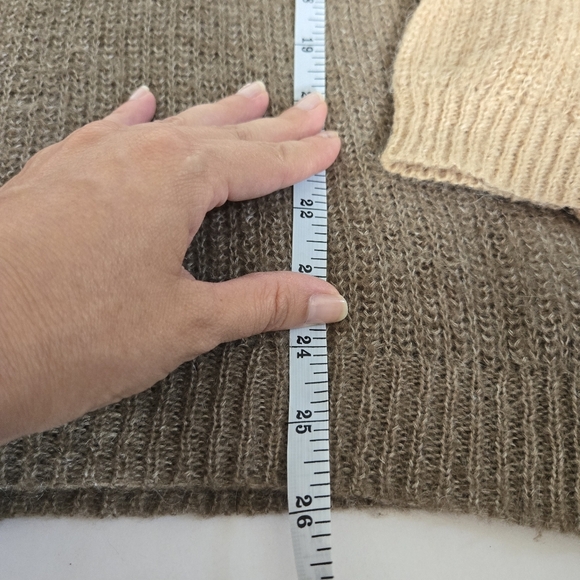 Splendid Mohair Wool Blend Colorblock Knit Sweater Button Detail orange beige M - Picture 9 of 9